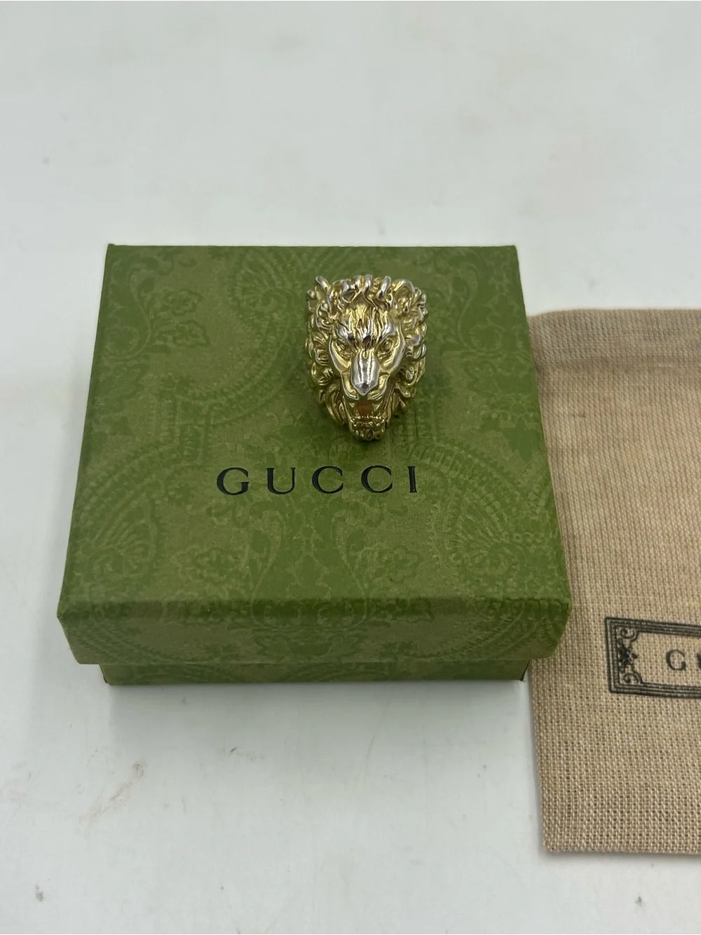 Authentic Unisex Gucci Lionhead motif ring size 8.5 made in Italy